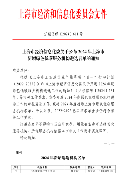 2024年上海市綠色低碳服務(wù)機構(gòu)